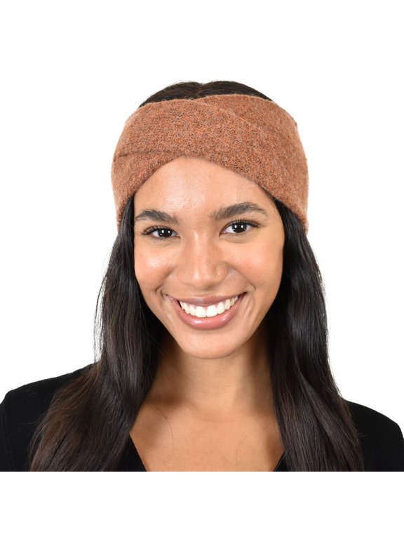 Stretchy Cozy Eco-Friendly Recycled Yarn Ear Warmer Headband Headwrap, Cashmere Blend Clay