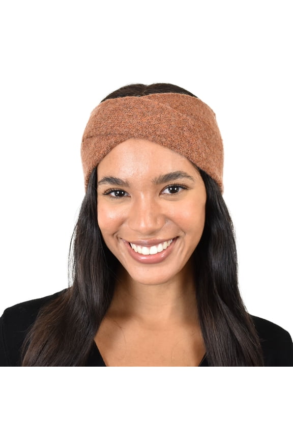 Stretchy Cozy Eco-Friendly Recycled Yarn Ear Warmer Headband Headwrap, Cashmere Blend Clay