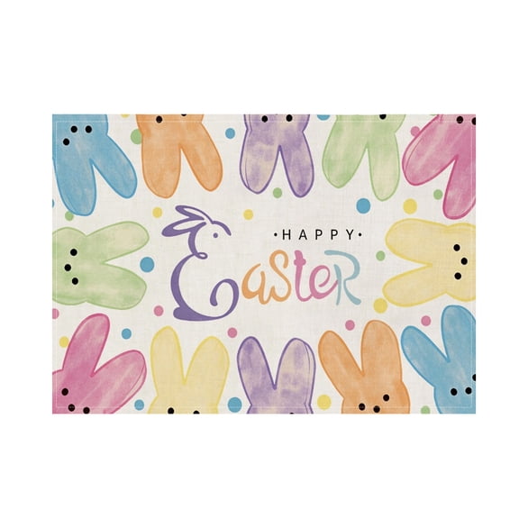 C C Style Easter Themed Placemats Rabbits And Easter Egg Patterns Mats Party Decoration Festive Mood Tableware 16.5X12.6Inch