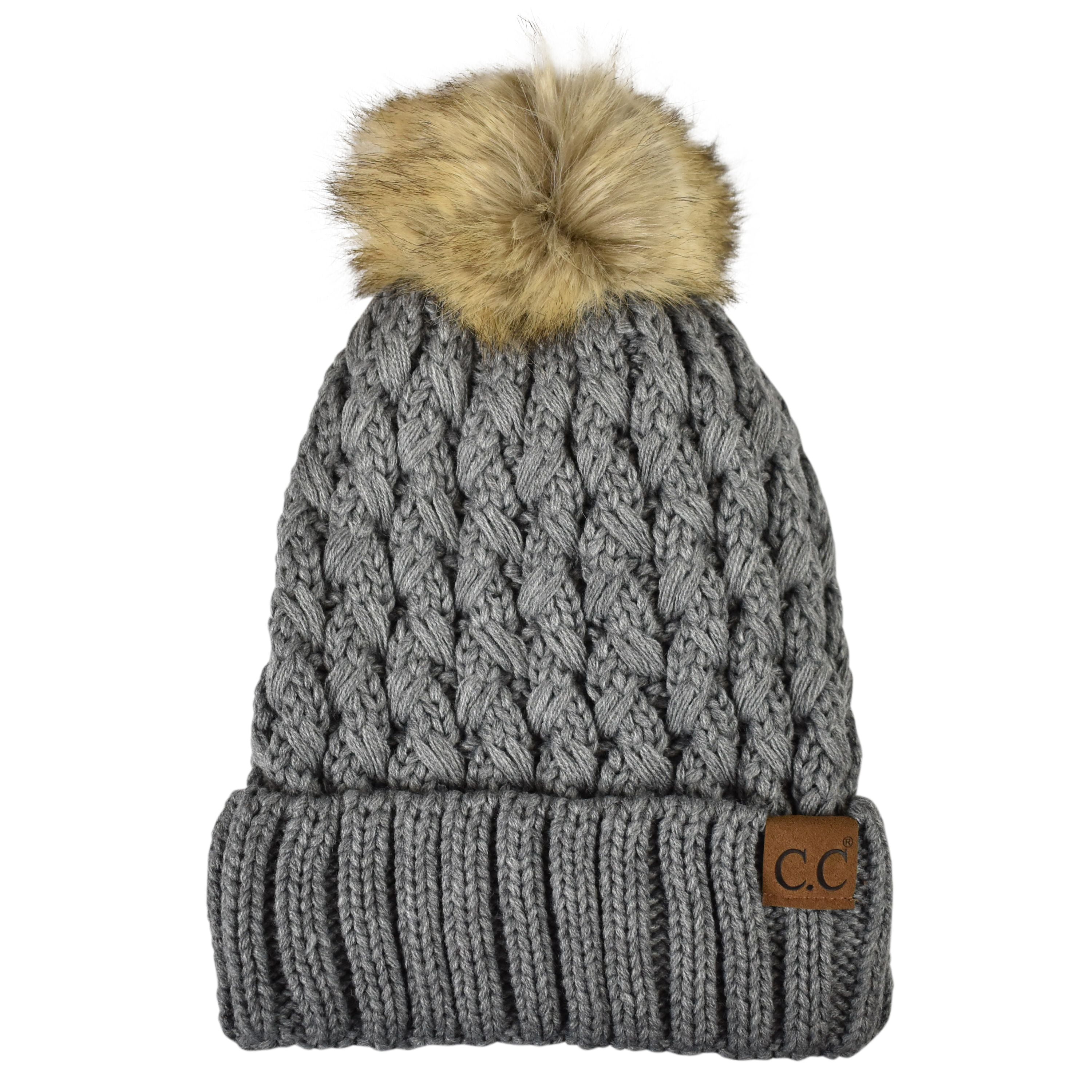 Women\'s Beanie Fleece Lined Light Purple Winter Skull Faux Fur Pom Cuff Hat Cap Furgora Cuff Beanie | Premium Warmth Cap - Past Season  main image 2