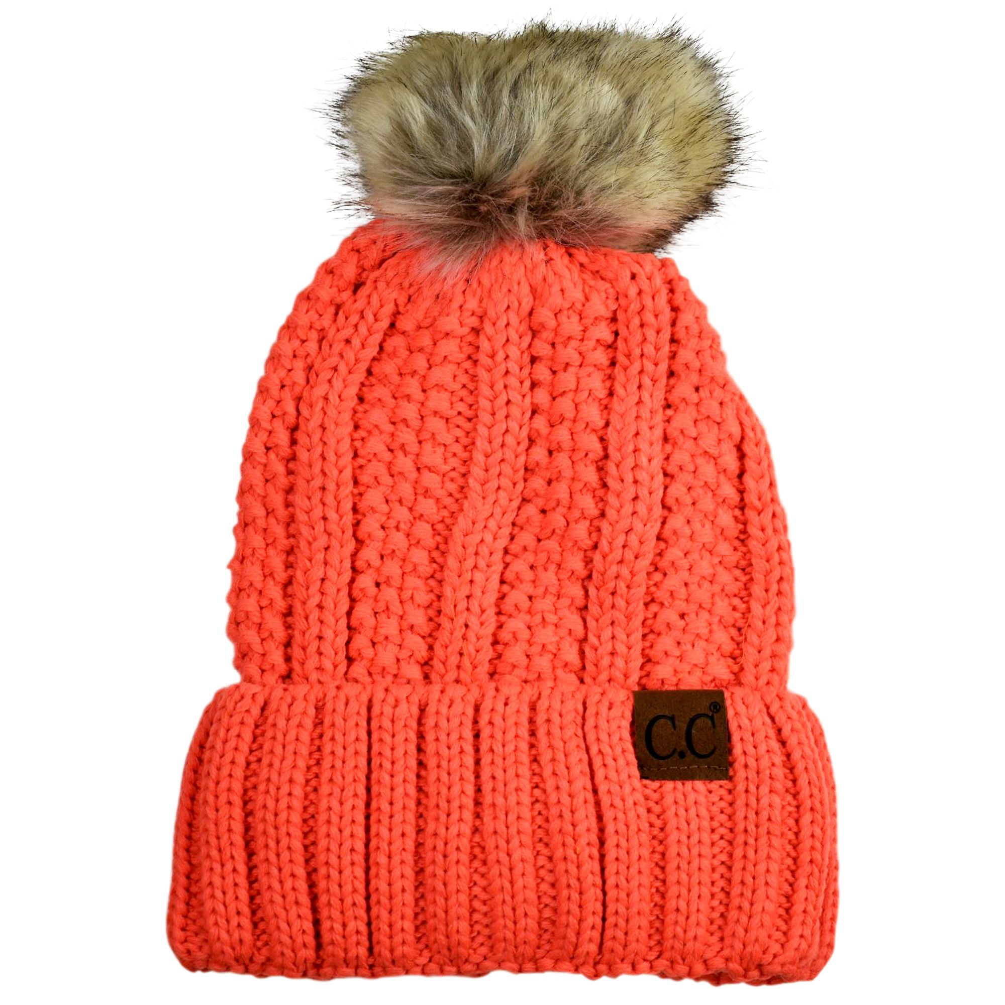 Free People lined‎ rust orange chunky knit pom beanie Orange Beanie Hats for Women for sale | eBay main image 3