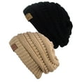 thumbnail image 1 of C.C Trendy Warm Chunky Soft Stretch Cable Knit Beanie Skully, Black/Gold, 2 Pack, 1 of 3