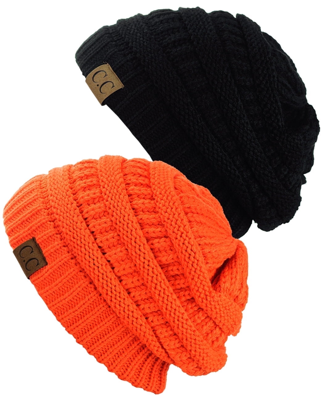 C.C Trendy Chunky Cable Knit Beanie - Soft Stretch, Sky Blue 2-Tone, One Size Fits Most