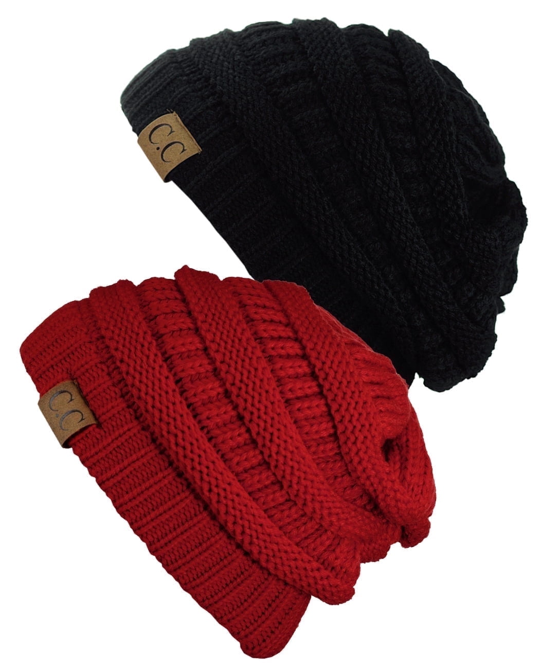 C.C Trendy Warm Chunky Soft Stretch Cable Knit Beanie Skully, 2 Pack C.C Trendy Warm Chunky Soft Stretch Cable Knit Beanie Skully  main image 2