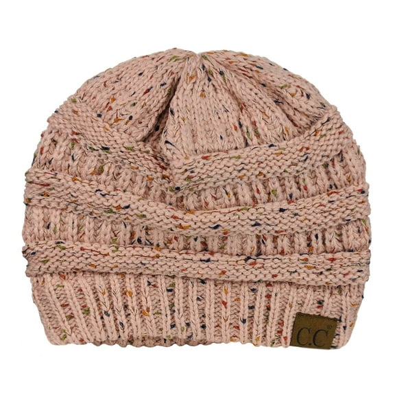 C.C Trendy Warm Chunky Soft Stretch Cable Knit Beanie Skully, Confetti Indi Pink