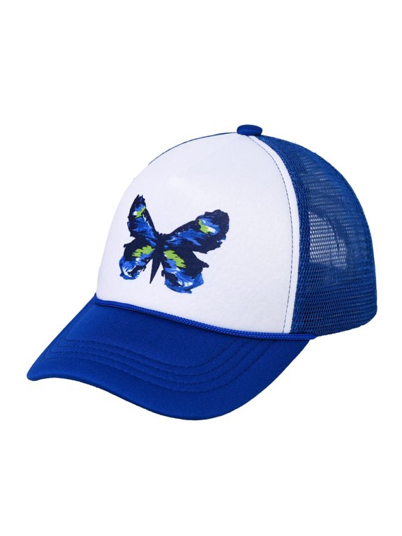 Trucker Mesh Adjustable Snapback Baseball Cap, Abstract Blue Butterfly, Royal