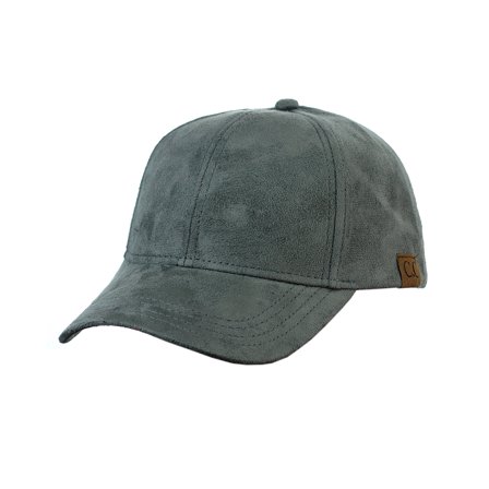 C.C Unisex Adjustable Faux Suede Precurved Bill Baseball Cap Hat - Gray
