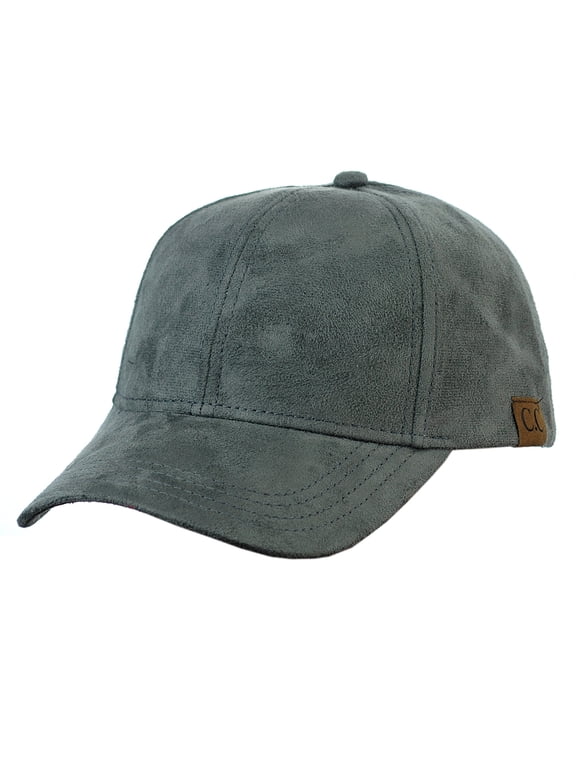 Unisex Adjustable Faux Suede Precurved Bill Baseball Cap Hat - Gray