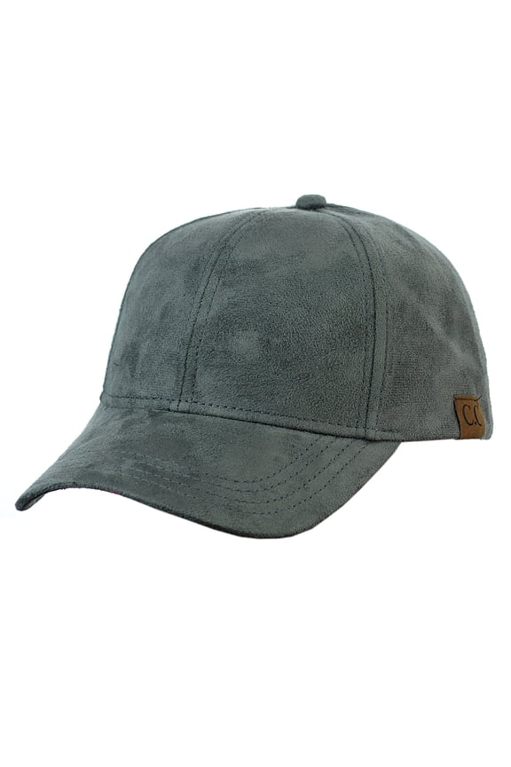 Unisex Adjustable Faux Suede Precurved Bill Baseball Cap Hat - Gray