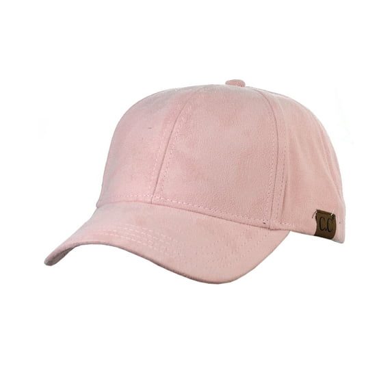 C.C Unisex Adjustable Faux Suede Precurved Bill Baseball Cap Hat - Rose