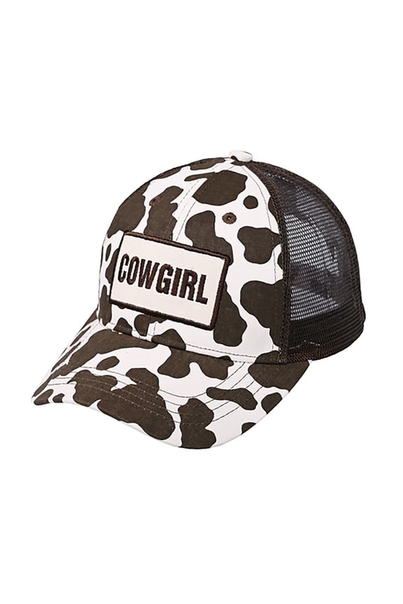 Unisex Adjustable Trucker Baseball Cap Hat, Cowgirl Pattern, Brown