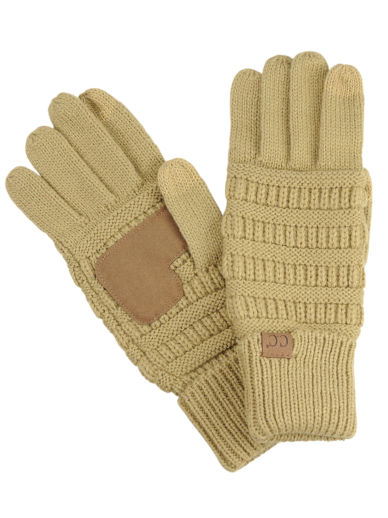 C.C Unisex Cable Knit Inner Lined AntiSlip Touchscreen Texting Gloves