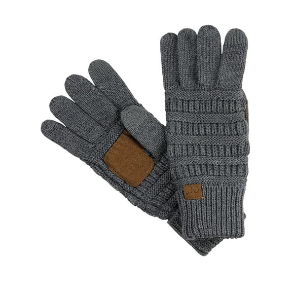 C.C Unisex Cable Knit Inner Lined Anti-Slip Touchscreen Texting Gloves, Dark Melange Gray
