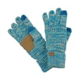 thumbnail image 1 of C.C Unisex Cable Knit Winter Warm Anti-Slip Touchscreen Texting Gloves, Blue/Beige Mix, 1 of 3