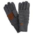 thumbnail image 1 of C.C Unisex Cable Knit Winter Warm Anti-Slip Touchscreen Texting Gloves, Dark Melange Gray Metallic, 1 of 2