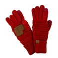 thumbnail image 1 of C.C Unisex Cable Knit Winter Warm Anti-Slip Touchscreen Texting Gloves, Red, 1 of 2