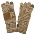 thumbnail image 1 of C.C Unisex Cable Knit Winter Warm Anti-Slip Touchscreen Texting Gloves, Two Tone Taupe, 1 of 1