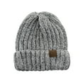 thumbnail image 1 of C.C Unisex Chenille Soft Warm Stretchy Thick Cuffed Knit Beanie Cap Hat-Light Mel Grey, 1 of 4