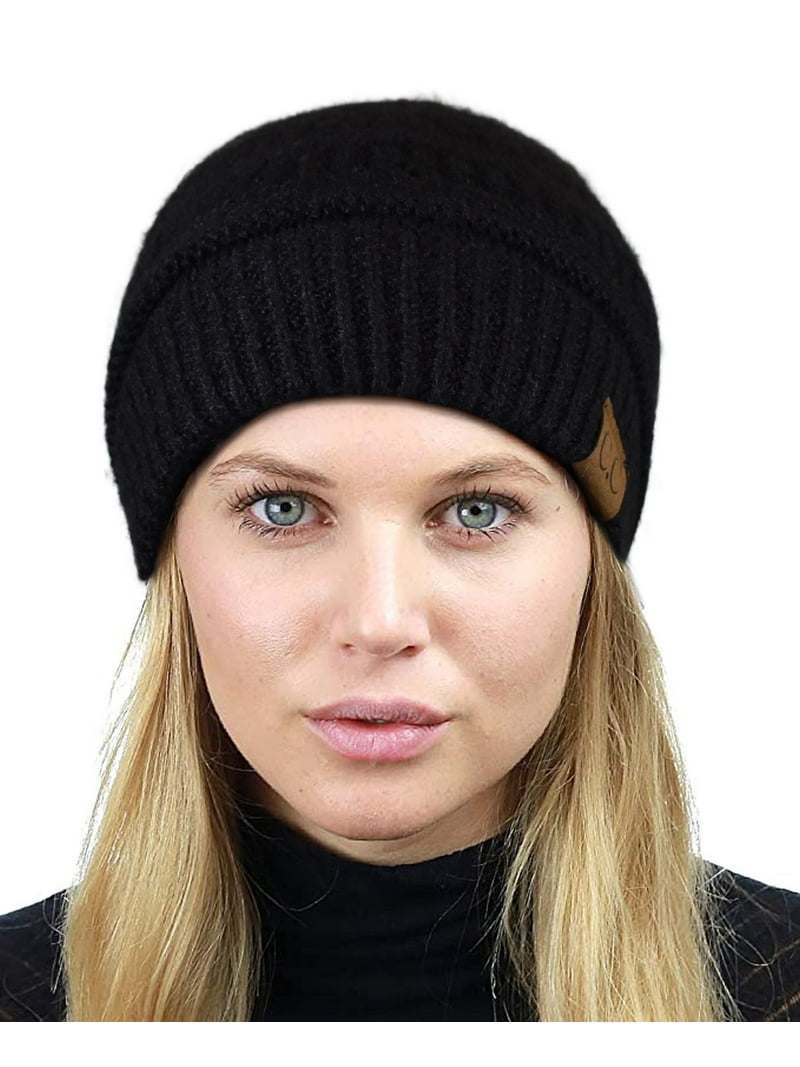 Chunky Cable Knit Beanie Sherpa Lined Unisex Winter Warm Fuzzy Skully C.C Unisex Chunky Soft Stretch Cable Knit Warm Fuzzy Lined  main image 2