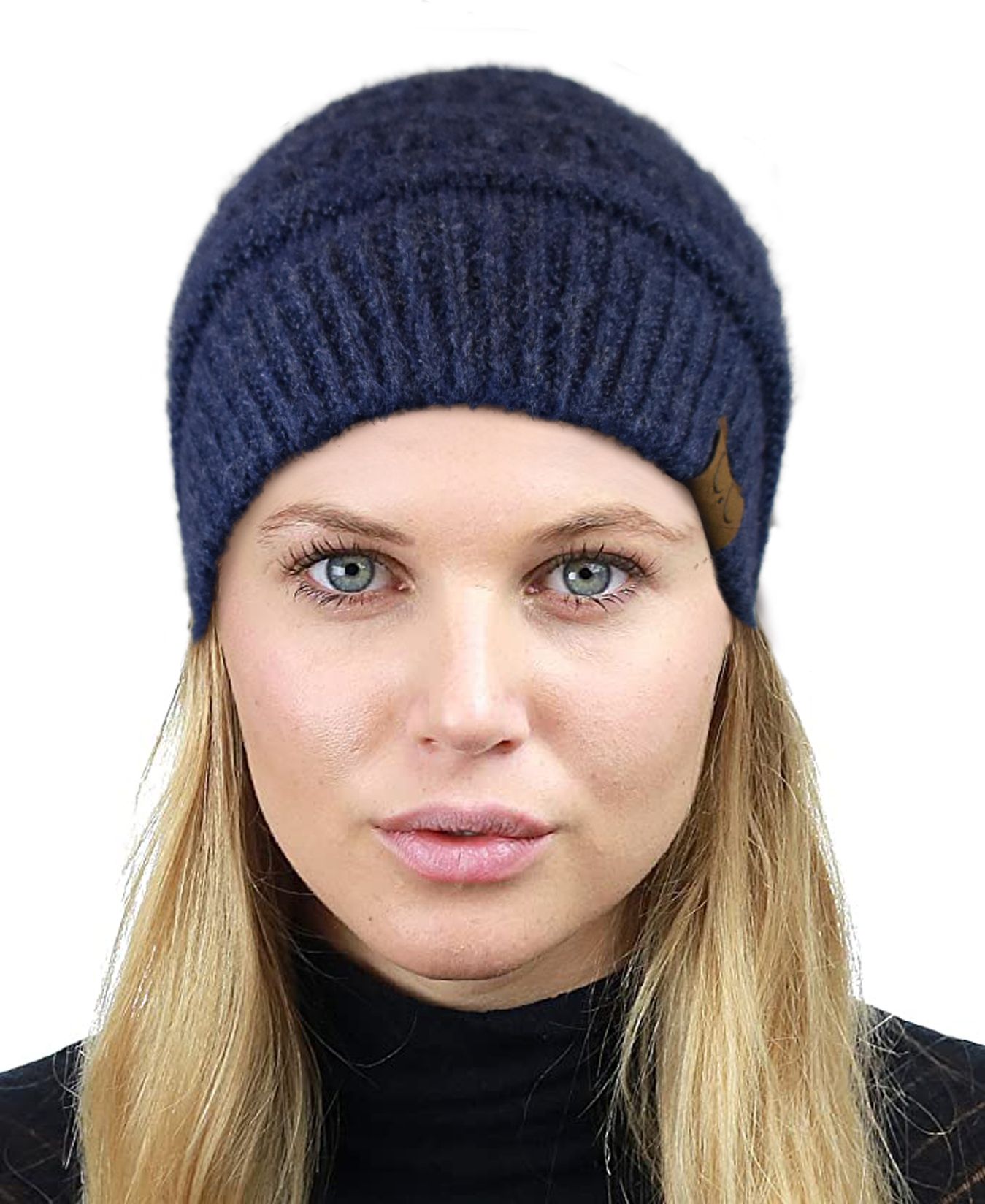 Unisex Chunky Cable Knit Soft Stretch Beanie with Sherpa Lining C.C Unisex Chunky Soft Stretch Cable Knit Warm Fuzzy Lined  main image 2