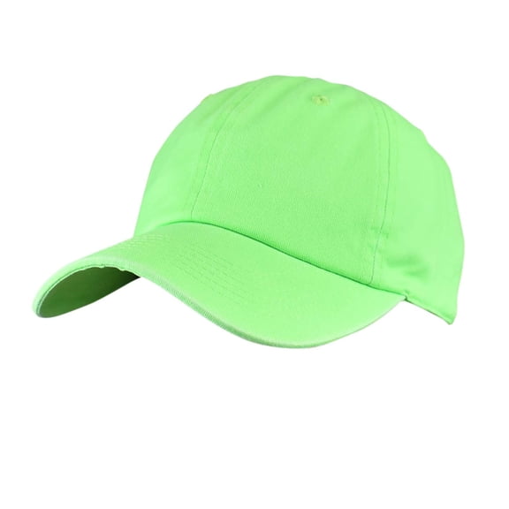 C.C Unisex Classic Blank Low Profile Cotton Unconstructed Baseball Cap Dad Hat, Neon Green