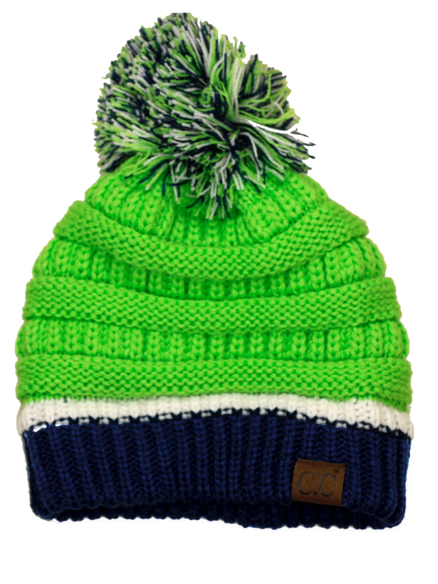 Two Tone Pom Beanie - Yellow/Black
