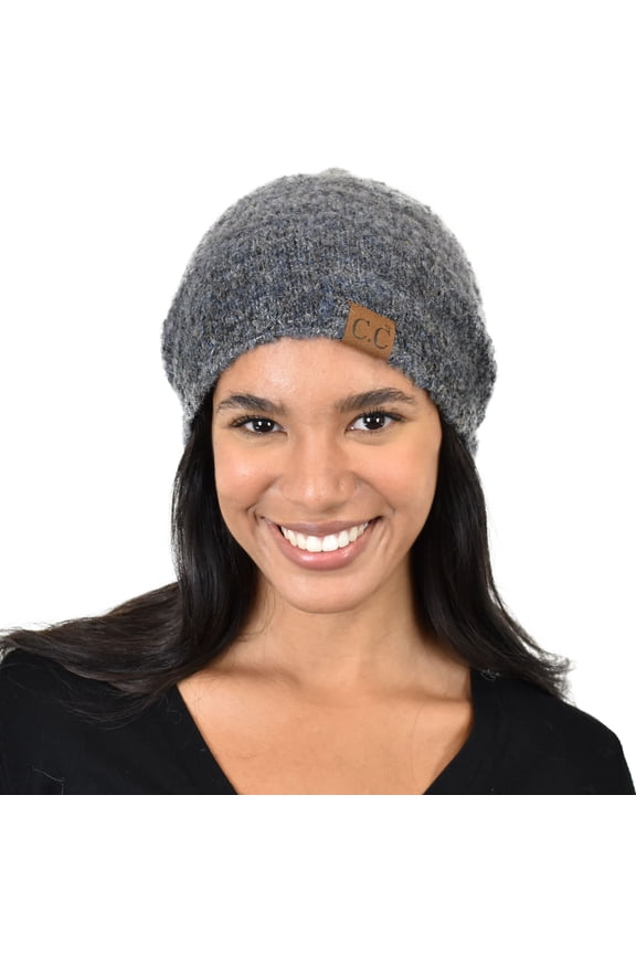 Unisex Eco-Friendly Recycled Yarn Wool Blend Convertible Beanie, Black Mix
