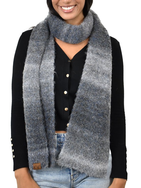 Unisex Eco-Friendly Recycled Yarn Wool Blend Extra Long Scarf Wrap, Black Mix