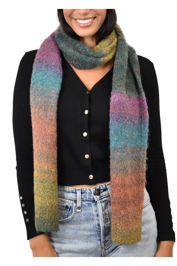 Unisex Eco-Friendly Recycled Yarn Wool Blend Extra Long Scarf Wrap, Forest Mix