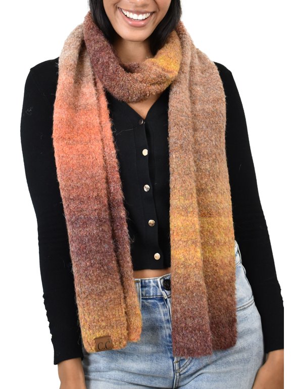 Unisex Eco-Friendly Recycled Yarn Wool Blend Extra Long Scarf Wrap, Rust Mix