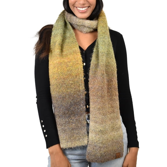 C.C Unisex Eco-Friendly Recycled Yarn Wool Blend Extra Long Scarf Wrap, Taupe Mix