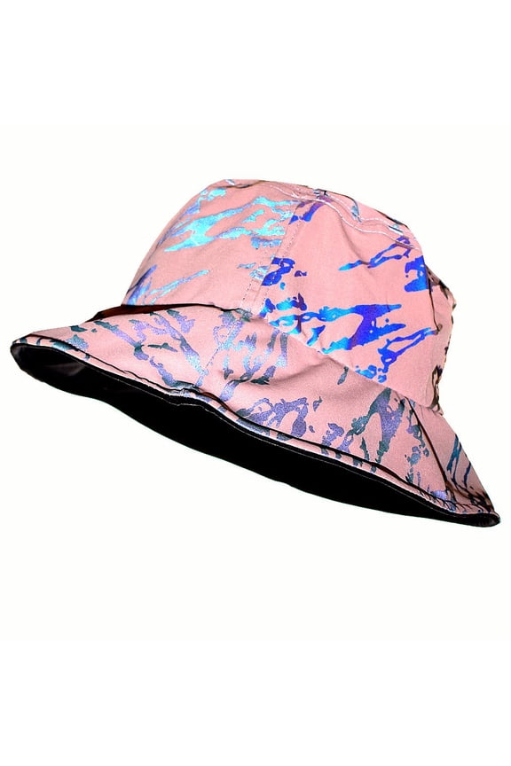Unisex Outdoor Waterproof Reflective Bucket Sun Hat, Dusty Rose Splash