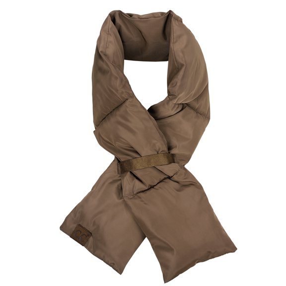 C.C Unisex Soft Slim Warm Insulating Quilted Puffer Scarf Neckwarmer, Coffee