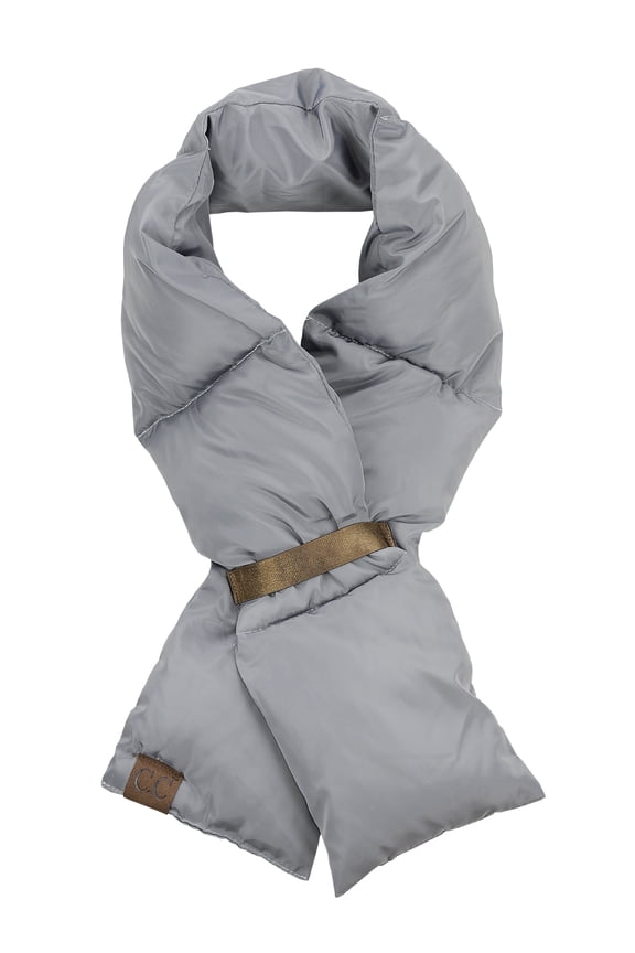 Unisex Soft Slim Warm Insulating Quilted Puffer Scarf Neckwarmer, Gray