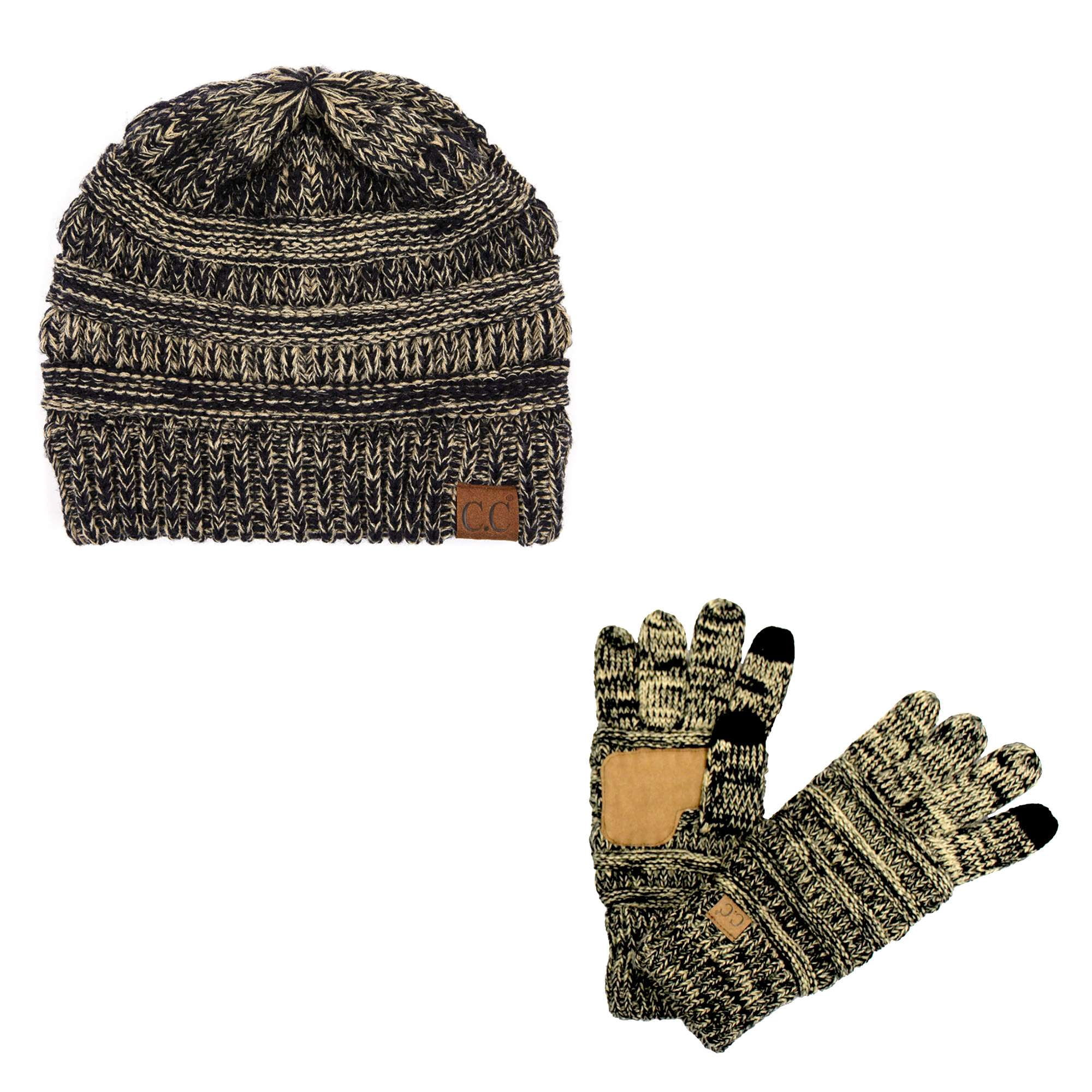 Unisex Soft Stretch Cable Knit Beanie and Anti-Slip Touchscreen Gloves 2 Pc Unisex Soft Stretch Cable Knit Beanie And Anti Slip  main image 4