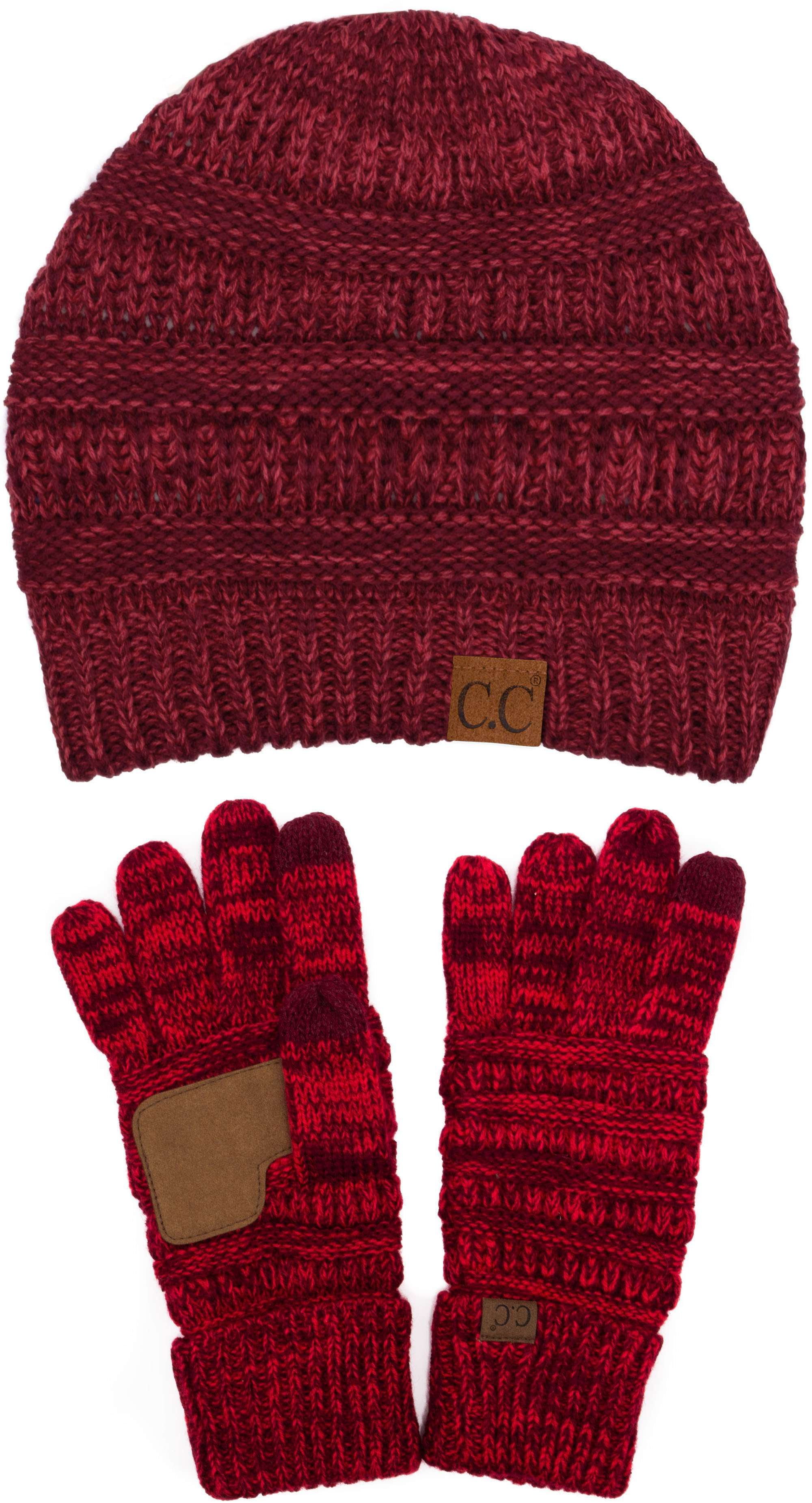 C.C Unisex Soft Stretch Cable Knit Beanie and Anti-Slip 