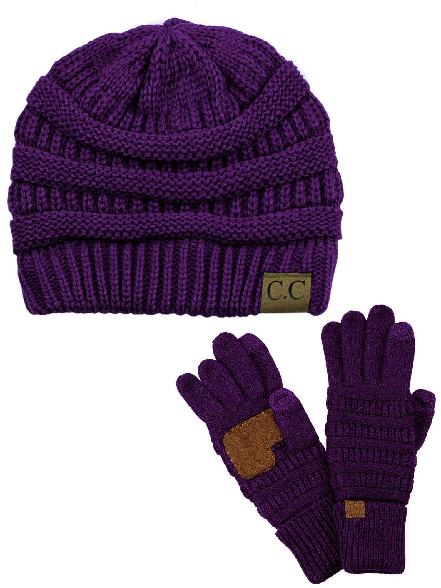 Cable Knit Beanie & Touchscreen Gloves 2 Pc Set Acrylic Anti-Slip Soft Stretch Cable Knit Beanie & Touchscreen Gloves 2-Pc Set  main image 4