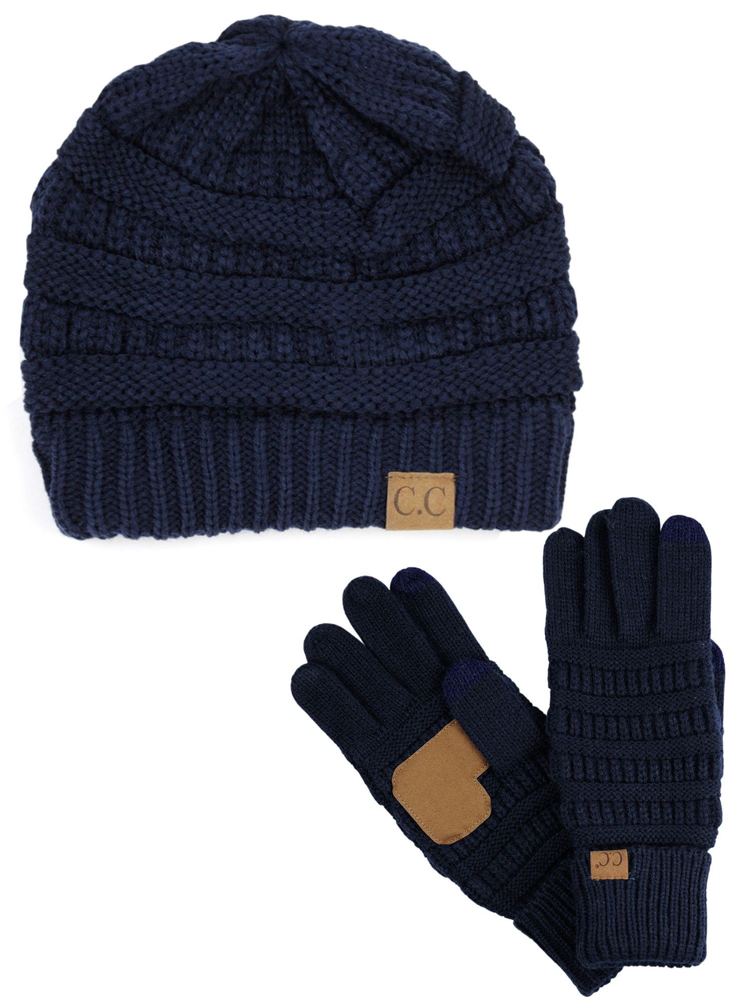 Soft Stretch Cable Knit Beanie and Anti-Slip Touchscreen  display picture 2
