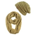 thumbnail image 1 of C.C Unisex Soft Stretch Chunky Cable Knit Beanie and Infinity Loop Scarf Set, Camel, 1 of 3