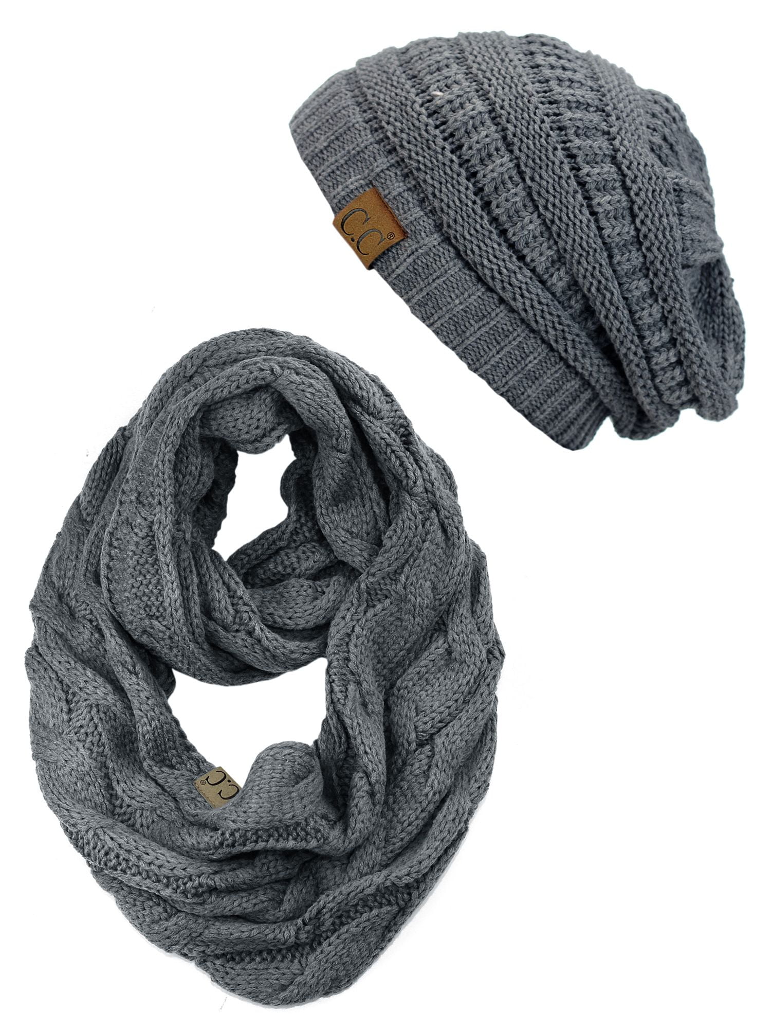 C.C 3pc Metallic Knit Beanie Gloves Scarves Set C.C 3pc Winter Warm Ribbed Knit Stretch Pom Pom Beanie  main image 4