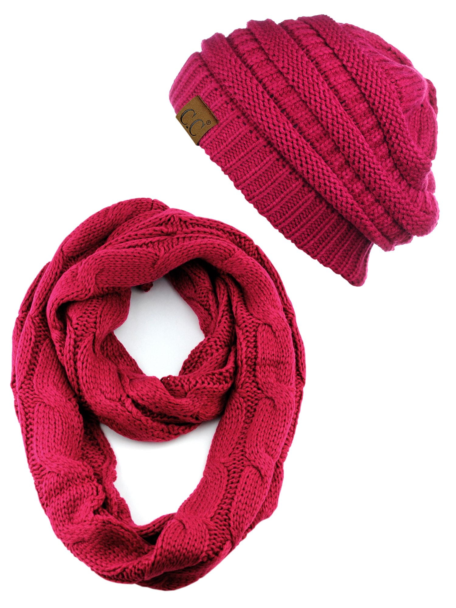 C.C 3pc Metallic Knit Beanie Gloves Scarves Set C.C 3pc Winter Warm Ribbed Knit Stretch Pom Pom Beanie  main image 2