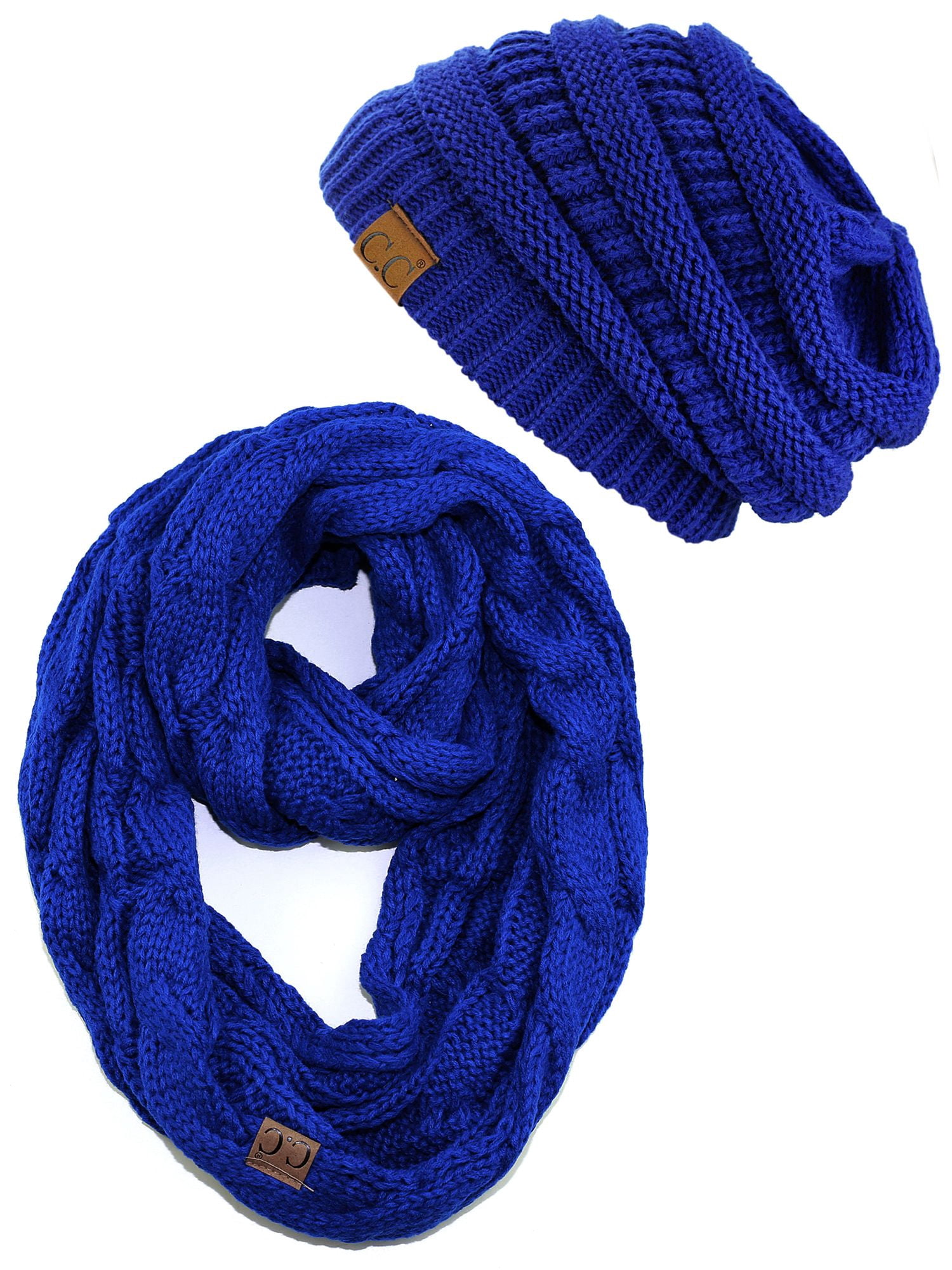 C.C Unisex Soft Stretch Chunky Cable Knit Beanie and 