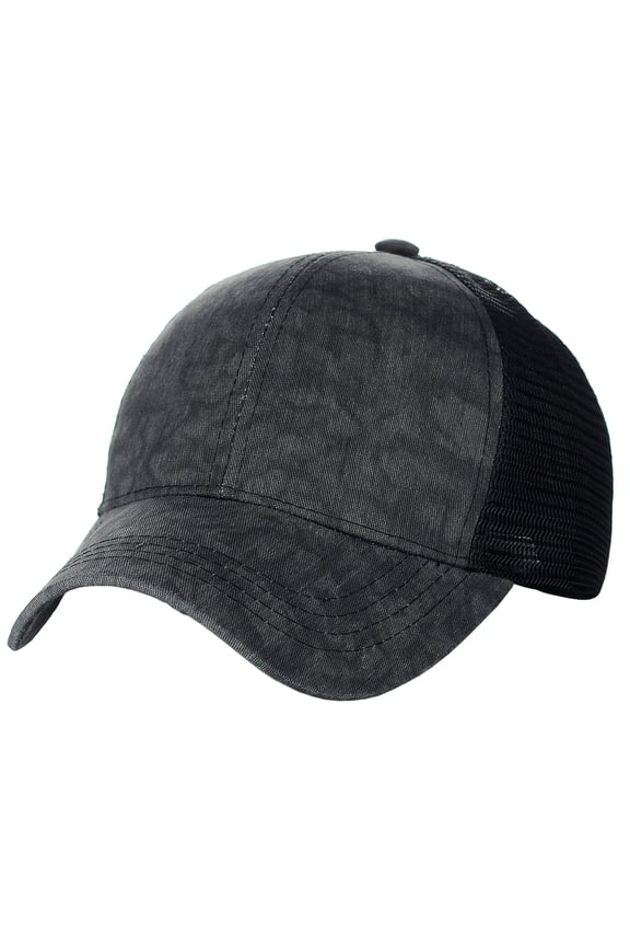 C.C Unisex Tie Dye Pattern Front Panel Adjustable Mesh Trucker Baseball Cap, Black