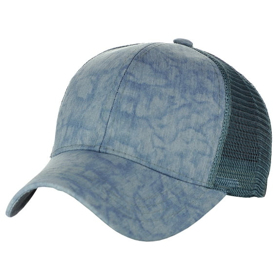C.C Unisex Tie Dye Pattern Front Panel Adjustable Mesh Trucker Baseball Cap, Denim