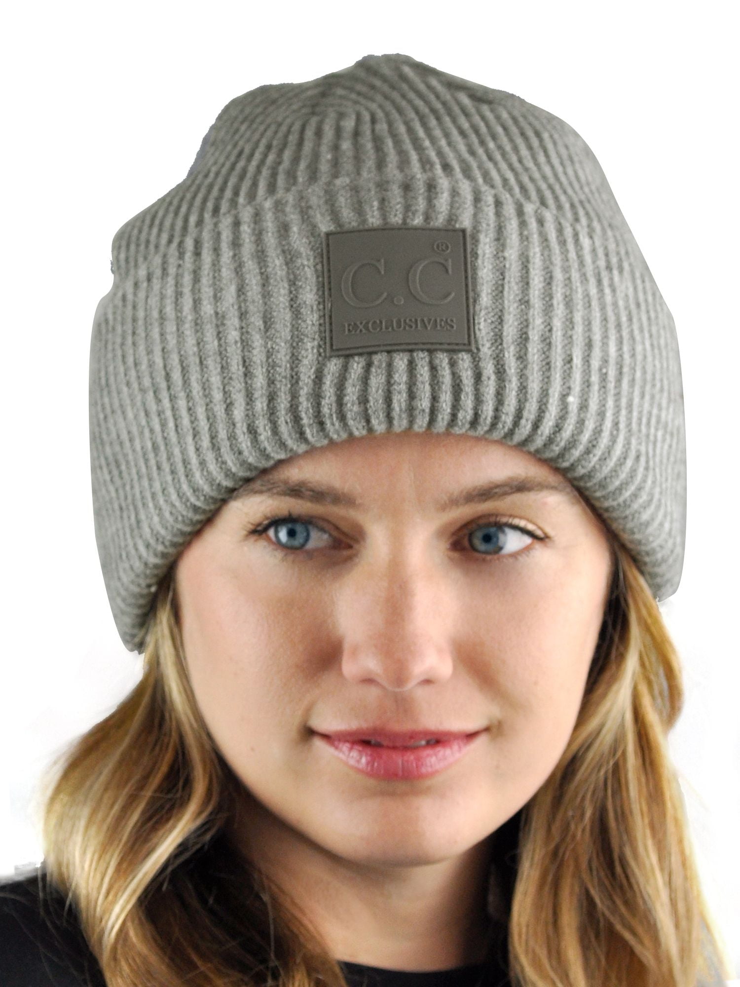 C.C. Exclusives Ribbed Knit Beanie in Light Gray Gray Ribbed Void Beanie main image 4