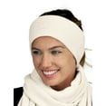 thumbnail image 1 of C.C Unisex Winter Thick Ribbed Knit Stretchy Plain Ear Warmer Headband, Ivory, 1 of 4