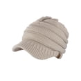 thumbnail image 1 of C.C Warm & Thick Cable Knitted Brim Visor Beanie Cap, Beige, 1 of 4