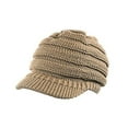 thumbnail image 1 of C.C Warm & Thick Cable Knitted Brim Visor Beanie Cap, Camel, 1 of 1