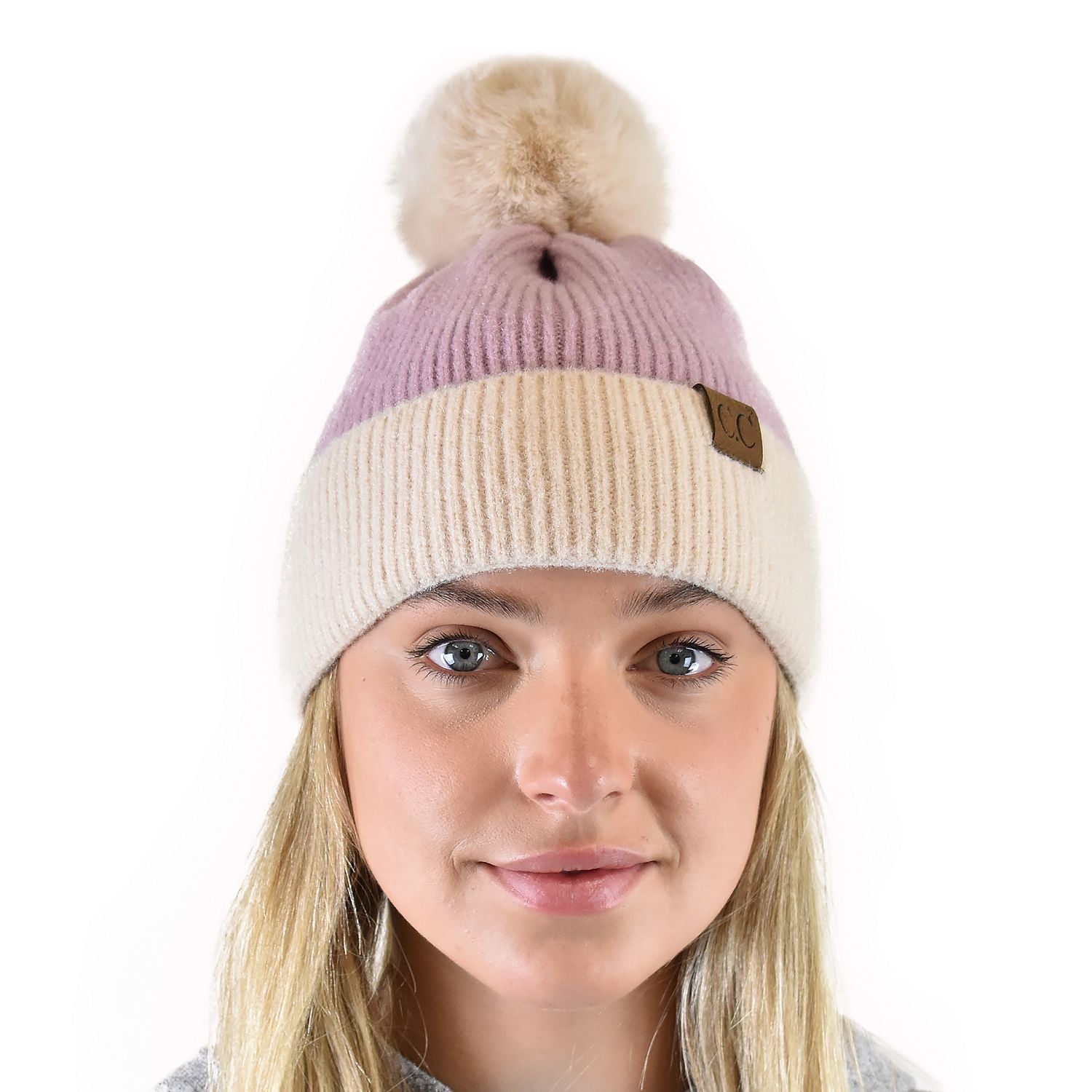 Max Colors Lurex Rim Ribbed Unisex Winter Hat with Snap for Pompom