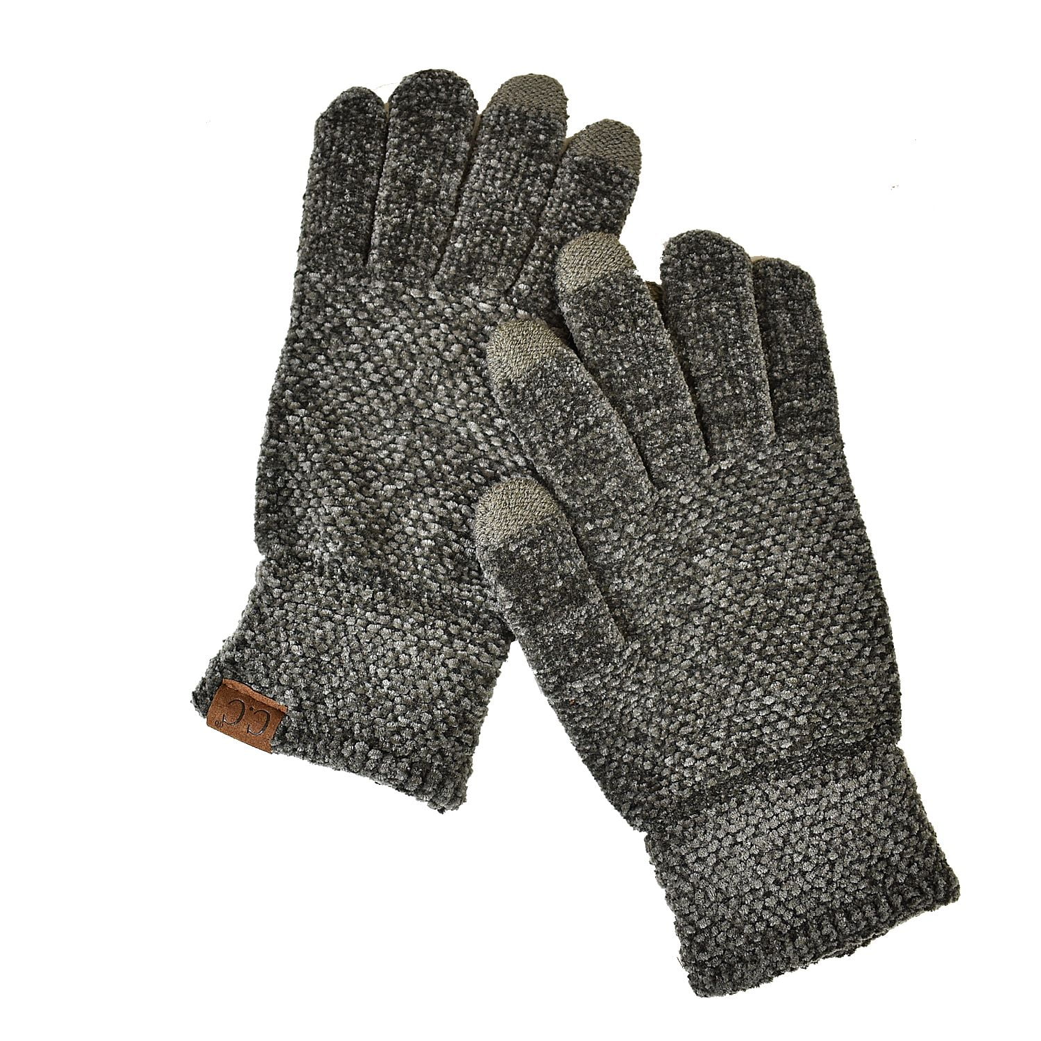 Warm Texting Winter Chenille Rose Knit C.C Gloves, Eco-Friendly Touchscreen